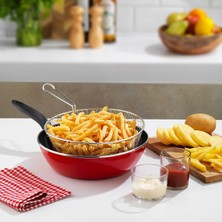 Komfort Derin Kızartma Tavası 2 Parça-Kırmızı