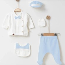 Butik Erkek Bebek %100 Pamuklu - Antialerjik Organik Kumaş Yenidoğan Hastane Çıkışı Zıbın Seti 5 Parça