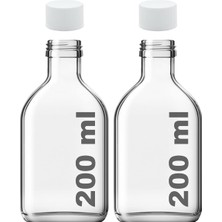 200 ml Yassı Şeffaf Cold Brew Şişesi Plastik Beyaz Kapaklı 200 cc Soğuk Kahve Cam Şişe 2 Adet