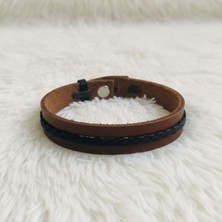 Uretti - Ali 7128 0034 El Yapımı Kahverengi Deri Bileklik