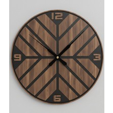 As Tasarım Lazer Focus Serisi Modern Duvar Saati 45 cm (Siyah-Ceviz)
