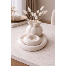 Akanart Balon Vazo Hediyelik Set – Bulut Vazo, Mumluk ve Tepsi