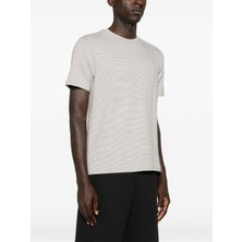 Emporio Armani Erkek Bisiklet Yaka Çizgili Kısa Kol Bej T-Shirt 3D1T7Q 1J6BZ-F630