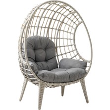 Egg Chair Tekli Rattan Bahçe Koluğu |rehome Minderli Oval Lounge