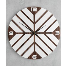 As Tasarım Lazer Focus Serisi Modern Duvar Saati 45 cm (Beyaz-Ceviz)