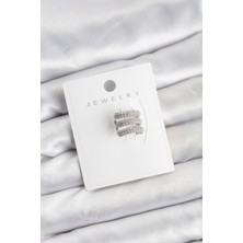Clariss Pirinç Gümüş Renk Zirkon Taşlı Earcuff Kıkırdak Küpe