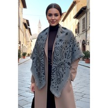 Remsa Kaşmir Örgü Desenli Kare Omuz Şalı 108X108 cm 1300 Antrasit