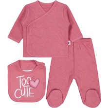 Civil Baby Kalp Desenli 3lü  Zıbın Takımları - Pembe 0-1 Ay