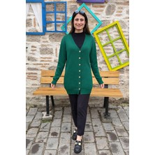 Düğmeli Triko Hırka - Zümrüt