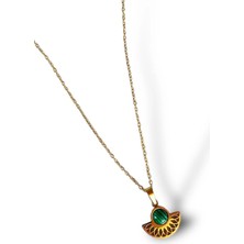 Takıştır Altın Renk Doğal Taş Fiğürlü Kolye