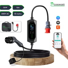 Mayuk Dizayn Coswatt Taşınabilir Ev Şarj Cihazı CS-P3-16A / 11KW / 10M / Türkçe / 380V Ac / Tip-2 / 5X16A Cee / Ev Tipi Dönüştürücü / Çanta