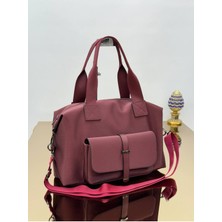 Farbag Kadın Büyük Boy Cepli Salaş Saten El ve Omuz Çantası