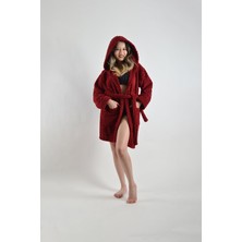 Caspara Wellsoft Premium Kapüşonlu Şapkalı Kadın Bornoz / Sabahlık - Ultra Soft , Sıcak ve Yumuşak