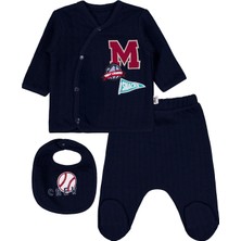 Civil Baby M Nakışlı 3lü  Zıbın Takımları - Lacivert 0-1 Ay