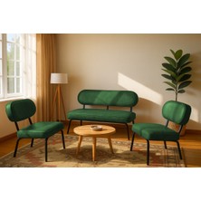 Azra Mobilya Luna Modern Deri Koltuk Takımı | Bekleme Koltuğu | Ofis Koltuk Takımı | Yeşil