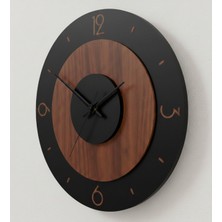 As Tasarım Lazer Eclipse Model Modern Dekoratif Duvar Saati 45 cm (Siyah-Ceviz)