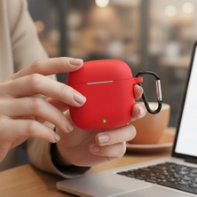 Caseonn Xiaomi Redmi Buds 3 Kılıf Askı Aparatlı Mat Silikon Kırmızı