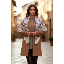 Remsa Kaşmir Örgü Desenli Kare Omuz Şalı 108X108 cm 1300 EKRU01