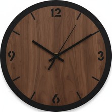 As Tasarım Lazer Stil2 Modern Duvar Saati (45 Cm) (Siyah-Ceviz