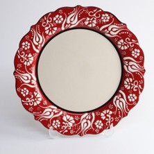 Korkmaz Çini 26 cm Beyaz Kabartma Kaligrafi Tabağı