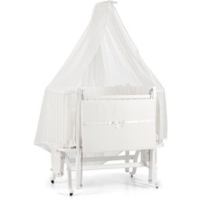 Meltem Kids Mood Sallanır Anne Yanı Beşik Ahşap Bebek Beşiği 50x90 cm (beyaz-ekru)