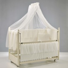 Meltem Kids Mondo Sallanır Anne Yanı Beşik Ahşap Bebek Beşiği 60x120 cm (krem-ekru)