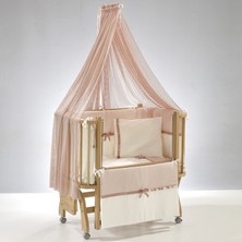 Meltem Kids Mood Sallanır Anne Yanı Beşik Ahşap Bebek Beşiği 50x90 cm (naturel-pembe)