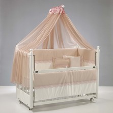 Meltem Kids Mondo Sallanır Anne Yanı Beşik Ahşap Bebek Beşiği 60x120 cm (beyaz-pembe)