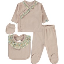 Civil Baby Çizgi Raporlu  Zıbın Takımları - Pudra 0-1 Ay