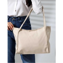 Farbag Kadın Geniş Hacimli Büyük Boy Yumuşak Derili Keten Iş-Okul Çantası