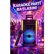 FaroxTech Karaoke Ses Sistemi - 12 Inç Şarjlı Bluetooth Hoparlör, Rgb Ledli Dış Mekan Taşınabilir Parti Kutusu