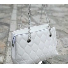 Farbag Damla Desen Suni Deri Nakışlı Kadın El ve Omuz Çantası