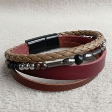 Uretti - Ali 7128 4338 El Yapımı Doğal Taşlı Deri Bileklik