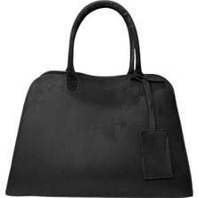 Farbag Kadın Siyah Geniş Hacimli Süet Çapraz Askılı El ve Omuz Çantası