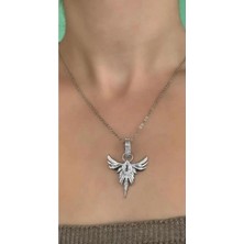 Takıştır Gümüş Renk Anka Kuşu Çelik Kolye