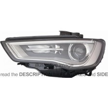 Tyc Audi A3 Ön Far Elektrikli Motorlu Sıyah Ledlı Xenon Tip Sol 2013-2016  (Oem No:  8V0941043C)