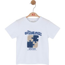 Nk Erkek Bebek Puzzle Tshirt 1-4 Yaş Beyaz-Sax