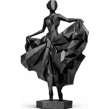 Modern Geometrik Dansçı Biblo | Siyah Dekoratif Kadın Figürü | Minimal & Şık Masa Ofis Süsü