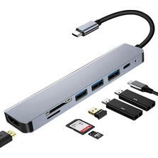 Daytona Fc-17 Type-C To 3*usb 3.0 4K Ultra Hd HDMI Sd Tf Kart Girişli 7ın1 Çevirici Hub Adaptör
