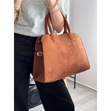 Farbag Kadın Siyah Geniş Hacimli Süet Çapraz Askılı El ve Omuz Çantası