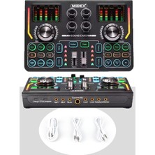 VS15 Üst Seviye Stüdyo Kayıt Canlı Yayın Şarjlı Ses Kartı Efektli Radyo Mikseri (Telefon ve Pc Podca