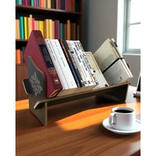 Masaüstü Portatif Işlemeli Desenli Kitaplık 45 cm x 14,5 cm x 21 cm (Antrasit - Dantel, 21X14,5X45)