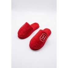 Ender Home H Harf Nakışlı Banyo ve Ev Havlu Terliği – %100 Pamuk Kaymaz Kalın Taban