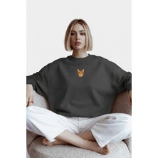 Muhtar Store Kadın Yeşil Rahat Kesim Sweatshırt | Dtf Baskılı Bisiklet Yaka