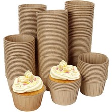 Muffin Cupcake Kek Kalıbı Kapsülü – Kraft Renk, 20 Adet Tek Kullanımlık Brownie, Muffin, Cupcake Piş