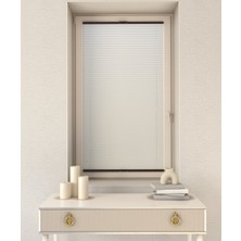 Krem Plise Katlanır Cam Balkon Perdesi - Ofis Perdesi - Mutfak Perdesi - Salon Perdesi -