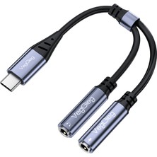 Veggieg Type-C To 3.5mm Aux ve Mikrofon Dönüştürücü Adaptör Dac Chip Hifi Ses Kartı