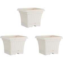 Ova Balkon Saksı Tabaklı 3 Adet, Beyaz 2.2 Litreova Balkon Saksı Tabaklı