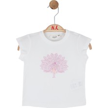 Nk Kız Bebek Tavus Kuşu Tshirt 1-4 Yaş Ekru-Lila