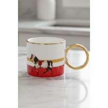 Venetto Lüx Porselen At Desenli Kupa Bardak Gold 200 ml